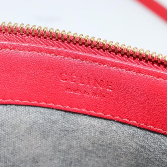 CELINE Trio Shoulder Bag Leather Red Gold Auth hk2829 - Picture 10 of 16